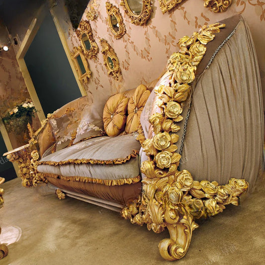 European-style fabric sofa 123 combination French palace solid wood rose carved luxury villa living room custom furniture