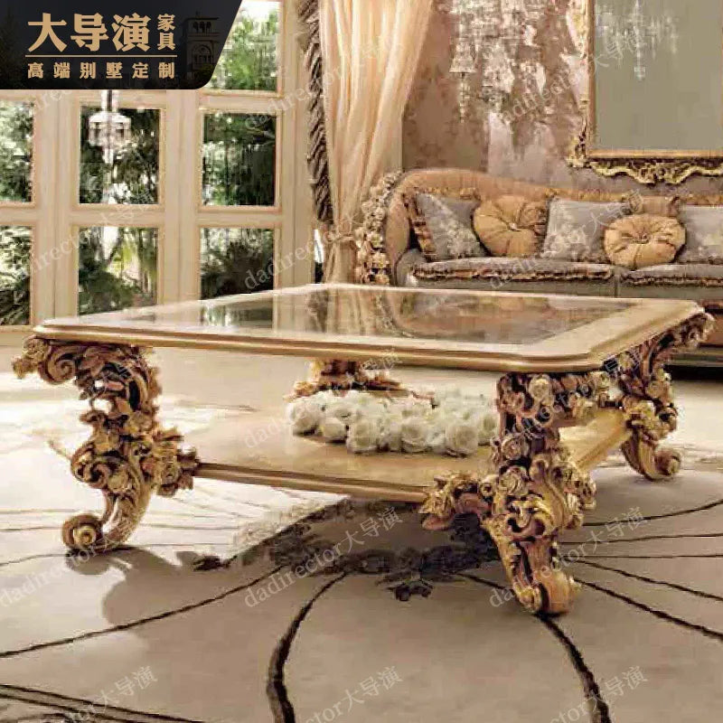European-style fabric sofa 123 combination French palace solid wood rose carved luxury villa living room custom furniture