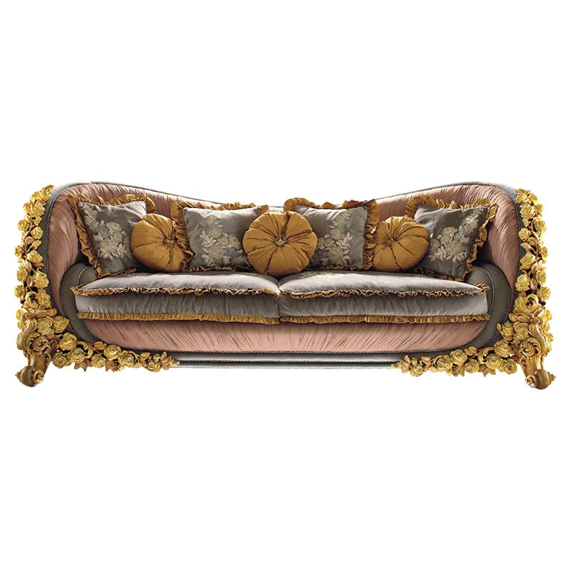 European-style fabric sofa 123 combination French palace solid wood rose carved luxury villa living room custom furniture