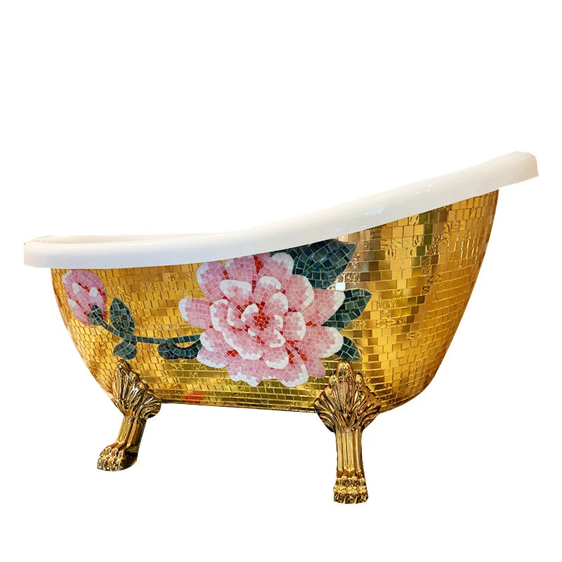 European-style freestanding imperial concubine golden bathtub small apartment pearl acrylic home adult bathtub 1.5 m