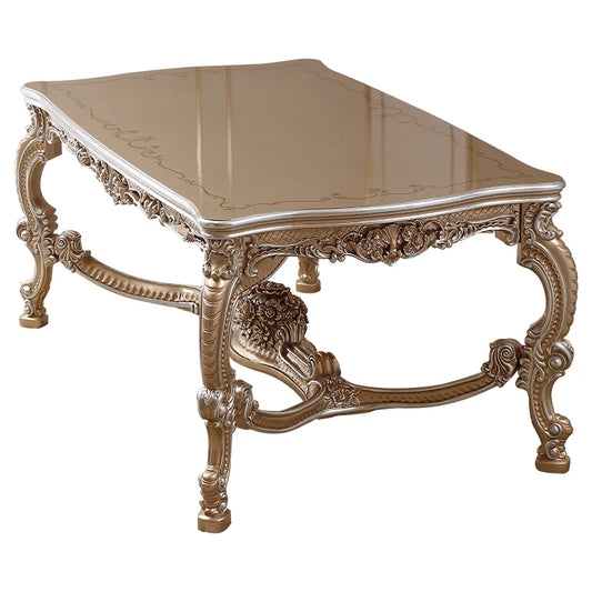 European style luxury solid wood villa dining table chairs, living room carved dining chairs