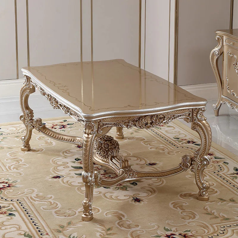 European style luxury solid wood villa dining table chairs, living room carved dining chairs