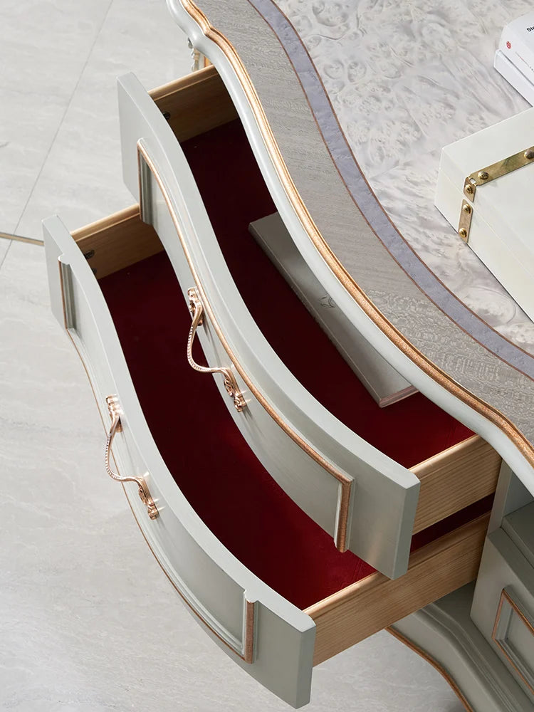 European style solid wood 2.4m TV cabinet living room old gold drawing cabinet storage cabinet