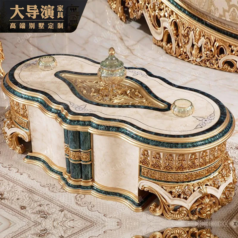 European style solid wood carved sofa combination fabric luxury French palace villa living room furniture customization