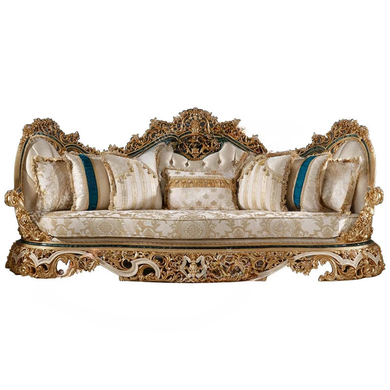 European style solid wood carved sofa combination fabric luxury French palace villa living room furniture customization