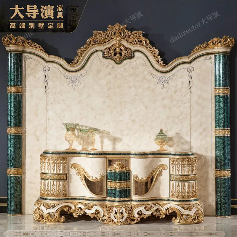 European style solid wood carved sofa combination fabric luxury French palace villa living room furniture customization