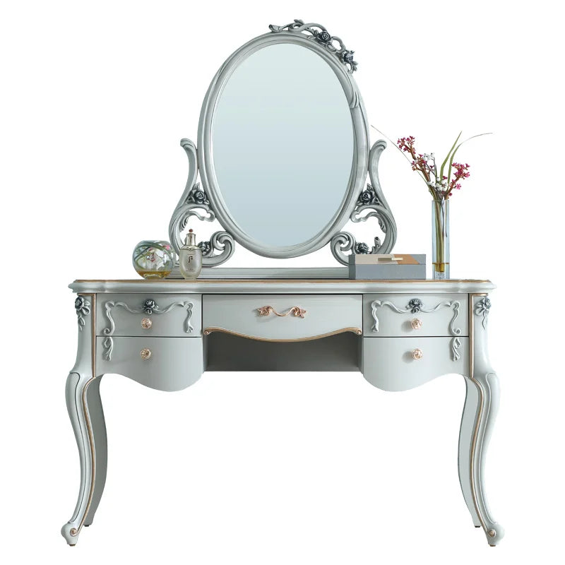 European-style solid wood dressing table master bedroom relief dressing table makeup mirror combination outfit
