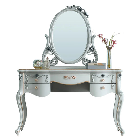 European-style solid wood dressing table master bedroom relief dressing table makeup mirror combination outfit