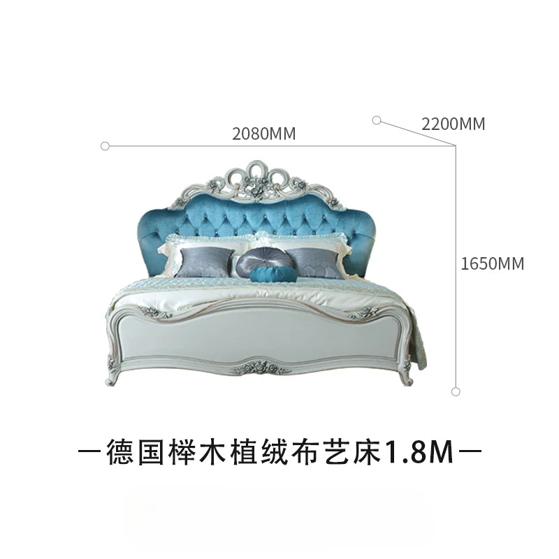 European style villa solid wood 1.8 double bed, master bedroom carved wedding princess bed
