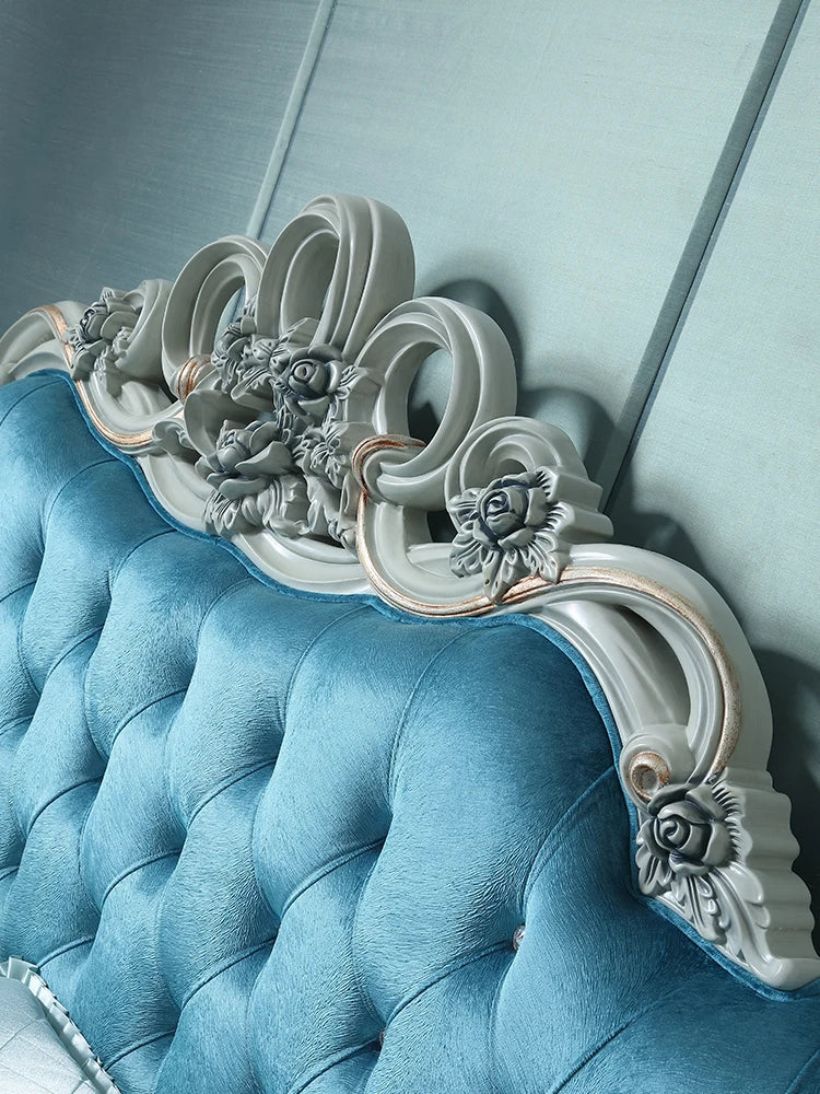 European style villa solid wood 1.8 double bed, master bedroom carved wedding princess bed