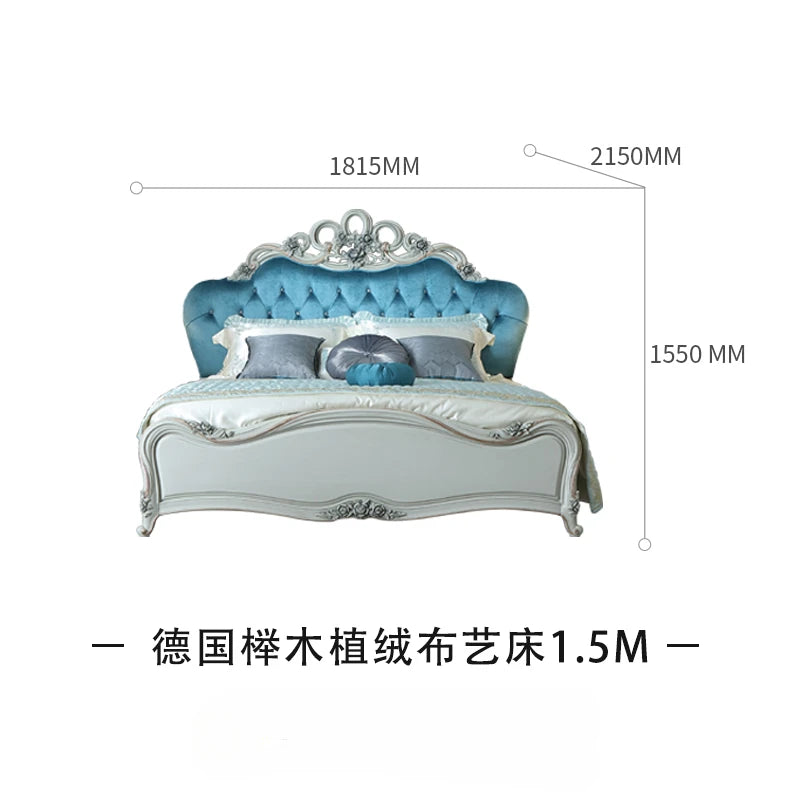 European style villa solid wood 1.8 double bed, master bedroom carved wedding princess bed