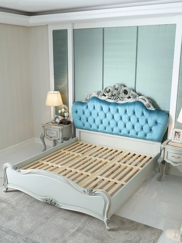 European style villa solid wood 1.8 double bed, master bedroom carved wedding princess bed