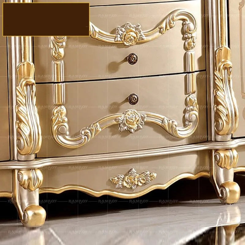 European villa wine cabinet French solid wood wine cabinet luxury carved lockers glass decorative cabinet