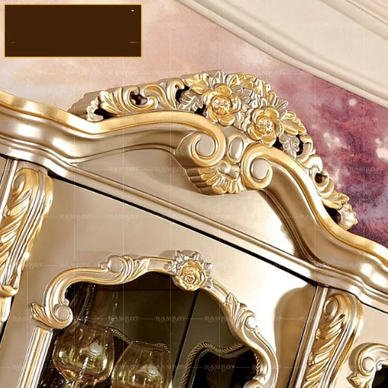European villa wine cabinet French solid wood wine cabinet luxury carved lockers glass decorative cabinet