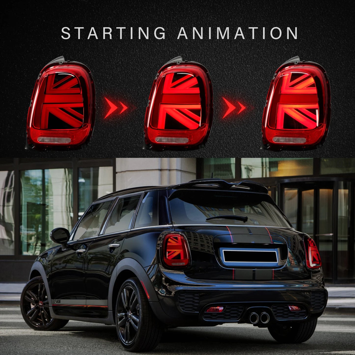 Für 2014-UP MINI Cooper F55 F56 F57 Union Jack Rücklichter mit sequentiellem Blinker-Treiber und Beifahrers eite