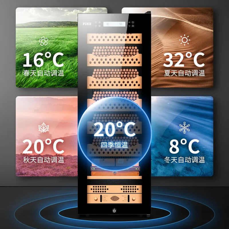 FK-168C2 Cigar Cabinet Led Light Humidor Display Large Spanish Cedar Wood Luxury Cigar Cooler capacity 1380 pcs