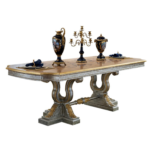 Fabric dining chairs Luxury large unit classical European style solid wood dining table and chair combination