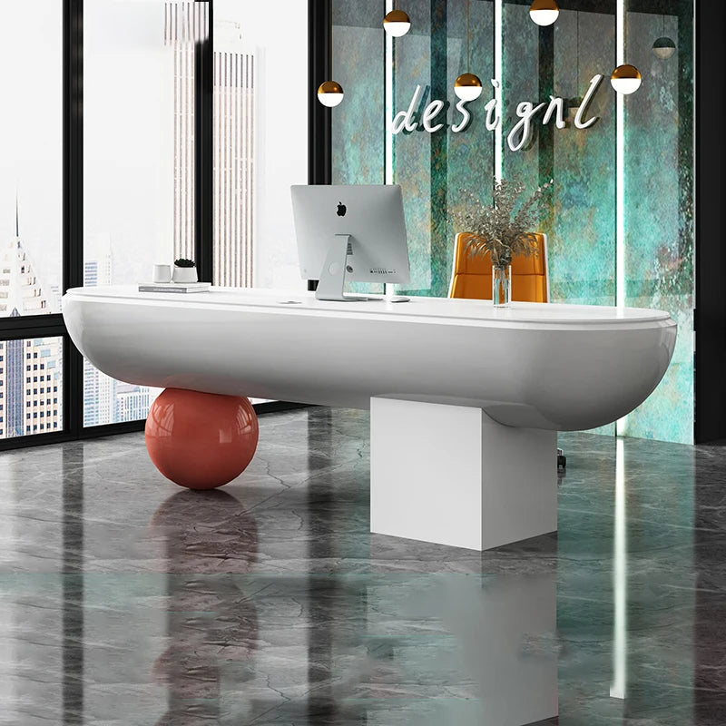 Fiberglass Creative Company Front Desk Customized Beauty Salon Cashier Sales Department Paint Baking Reception Desk Special shap