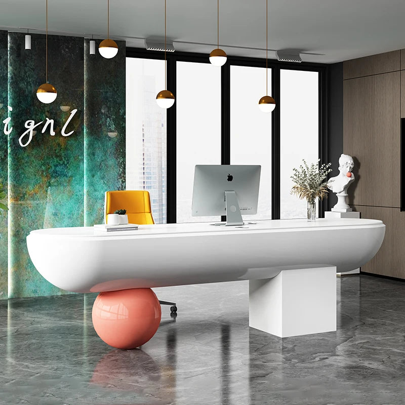 Fiberglass Creative Company Front Desk Customized Beauty Salon Cashier Sales Department Paint Baking Reception Desk Special shap