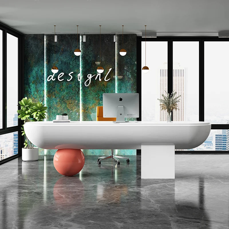 Fiberglass Creative Company Front Desk Customized Beauty Salon Cashier Sales Department Paint Baking Reception Desk Special shap