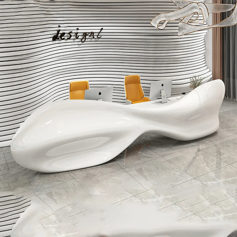 Fiberglass shaped company front desk reception desk hotel welcome desk fish shaped front desk customization