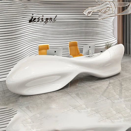 Fiberglass shaped company front desk reception desk hotel welcome desk fish shaped front desk customization