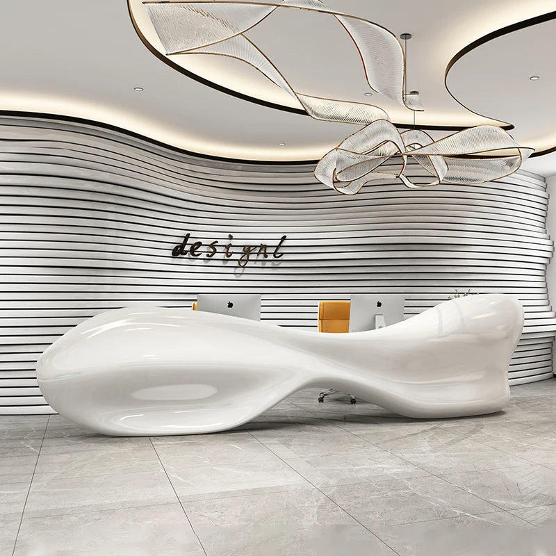 Fiberglass shaped company front desk reception desk hotel welcome desk fish shaped front desk customization