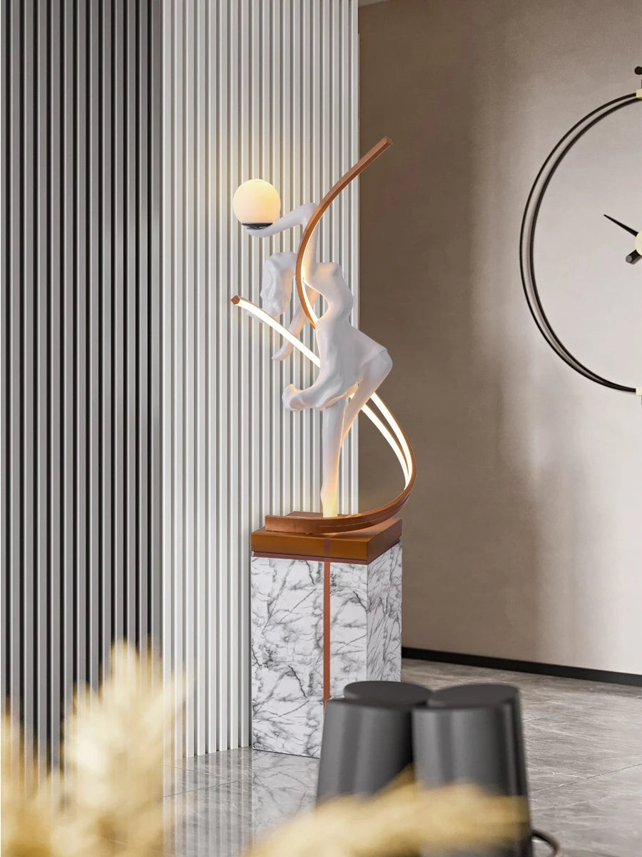 Figure Art Sculpture, Living Room Decoration, Floor Decoration, Home Decor, Showcase Window, Large Sculpture Lamp, Luxury Floor