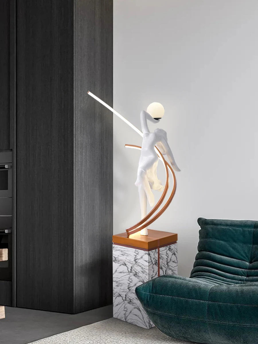 Figure Art Sculpture, Living Room Decoration, Floor Decoration, Home Decor, Showcase Window, Large Sculpture Lamp, Luxury Floor