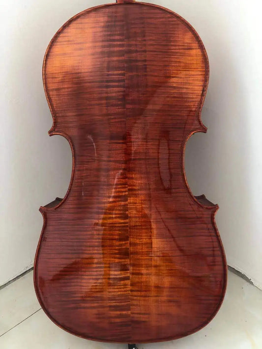 MMOOKA Fine Tone! Rich flame！handmade Solid wood Cello 4/4 3/4 1/2 1/4 maple Violoncello Professional Acoustic Musical Instrument，Bow,