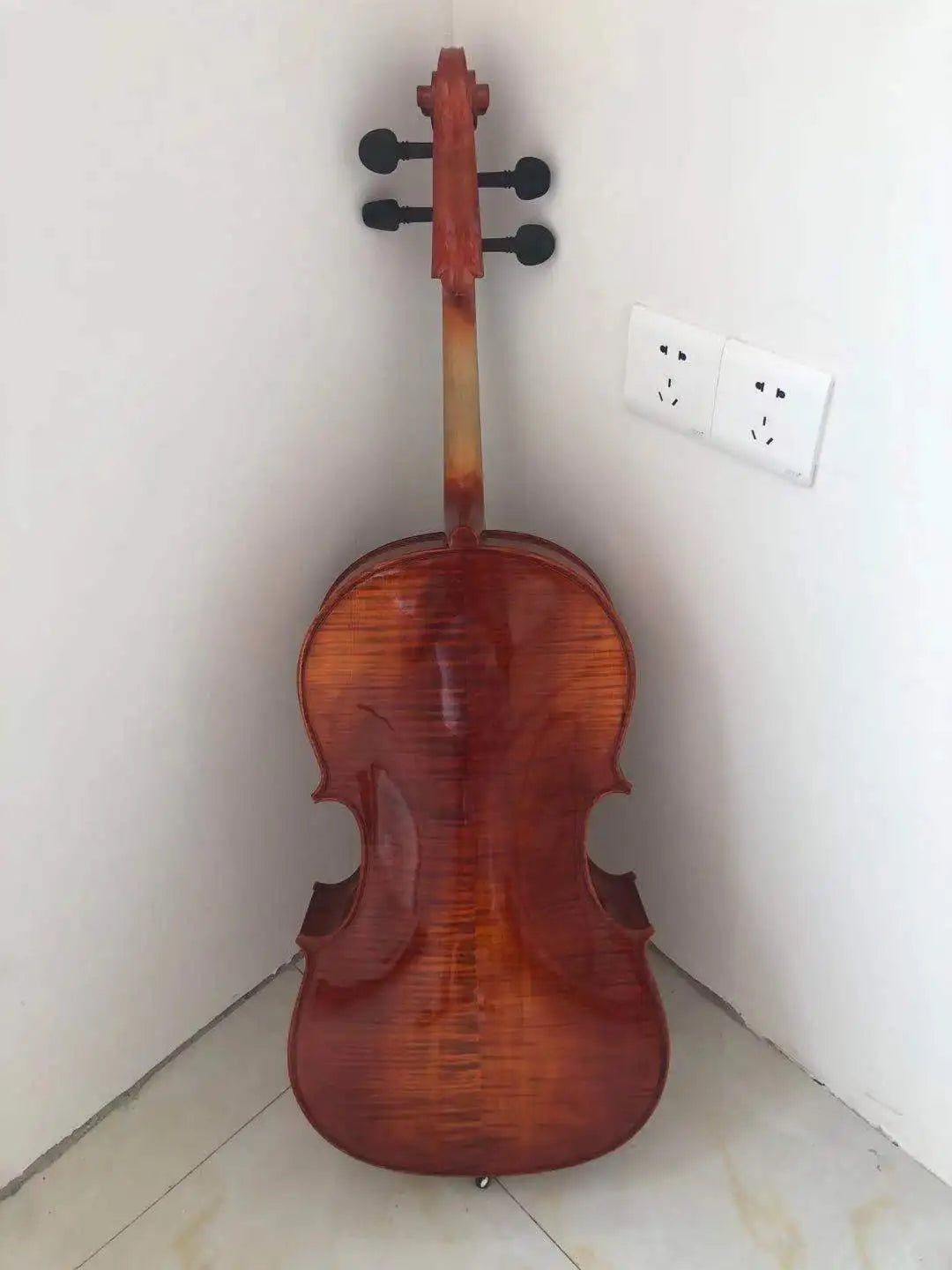 MMOOKA Fine Tone! Rich flame！handmade Solid wood Cello 4/4 3/4 1/2 1/4 maple Violoncello Professional Acoustic Musical Instrument，Bow,