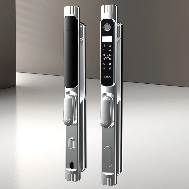Fingerprint lock big handle villa courtyard door double-sided lock narrow side sliding door intelligent lock waterproof