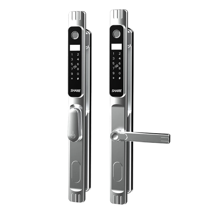 Fingerprint lock big handle villa courtyard door double-sided lock narrow side sliding door intelligent lock waterproof