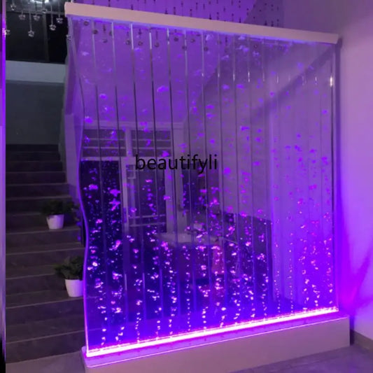 Floor Background Living Room and Hotel Decoration Creative Aquarium Wine Cabinet Villa  Acrylic Water Curtain Wall Decoration