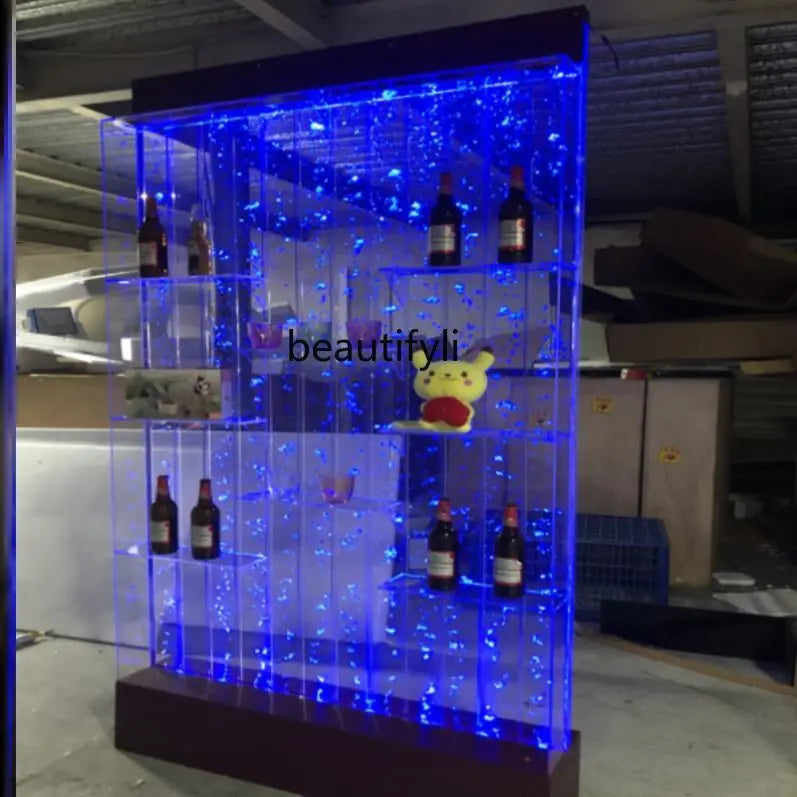 Floor Background Living Room and Hotel Decoration Creative Aquarium Wine Cabinet Villa  Acrylic Water Curtain Wall Decoration