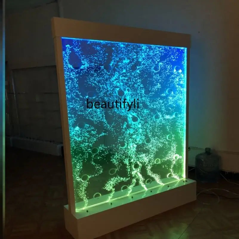 Floor Background Living Room and Hotel Decoration Creative Aquarium Wine Cabinet Villa  Acrylic Water Curtain Wall Decoration