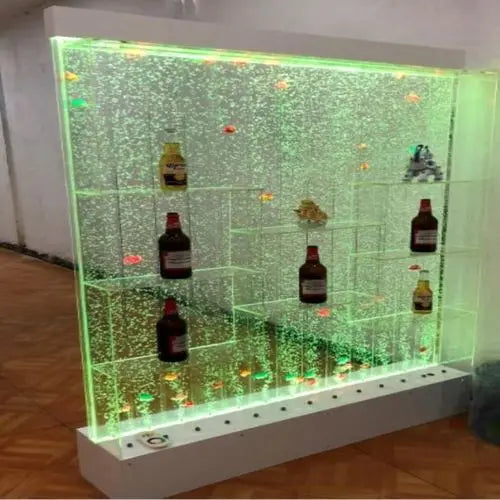 Floor Background Living Room and Hotel Decoration Creative Aquarium Wine Cabinet Villa  Acrylic Water Curtain Wall Decoration