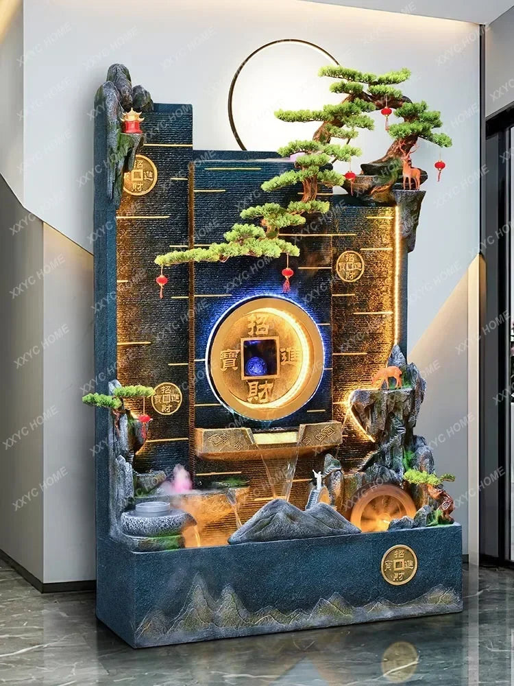 Floor Flowing Water Ornaments Water Curtain Wall Villa Hotel Hall Office Entrance Partition Decoration Courtyard Waterscape