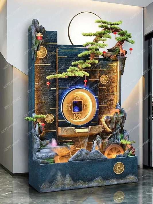 Floor Flowing Water Ornaments Water Curtain Wall Villa Hotel Hall Office Entrance Partition Decoration Courtyard Waterscape