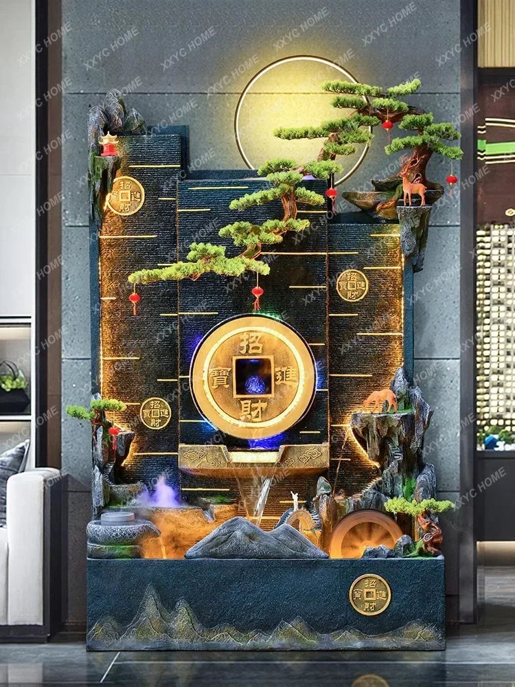 Floor Flowing Water Ornaments Water Curtain Wall Villa Hotel Hall Office Entrance Partition Decoration Courtyard Waterscape