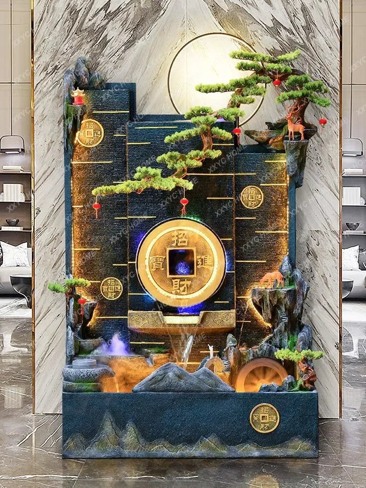 Floor Flowing Water Ornaments Water Curtain Wall Villa Hotel Hall Office Entrance Partition Decoration Courtyard Waterscape