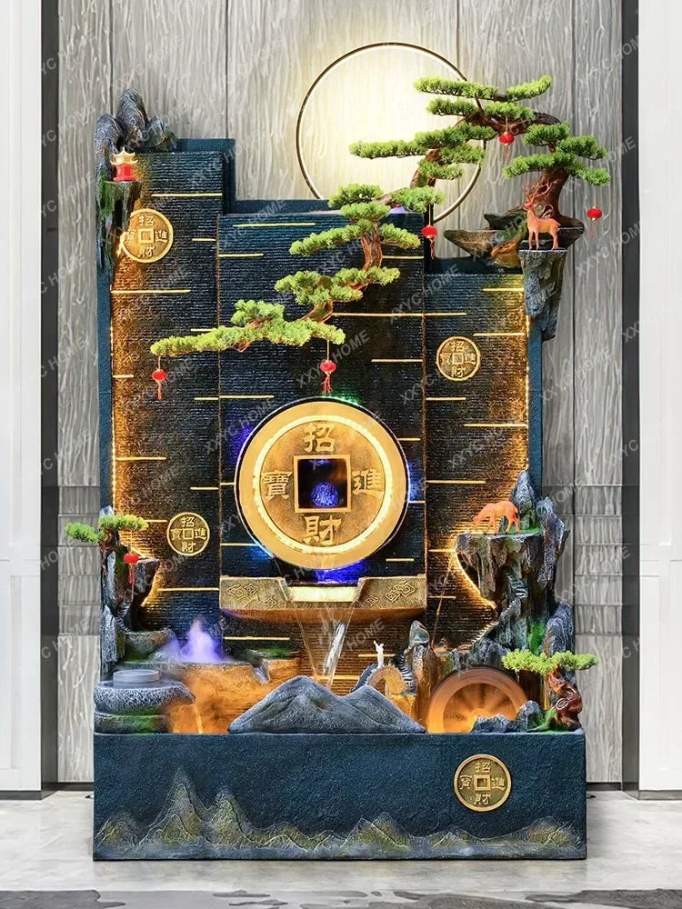 Floor Flowing Water Ornaments Water Curtain Wall Villa Hotel Hall Office Entrance Partition Decoration Courtyard Waterscape