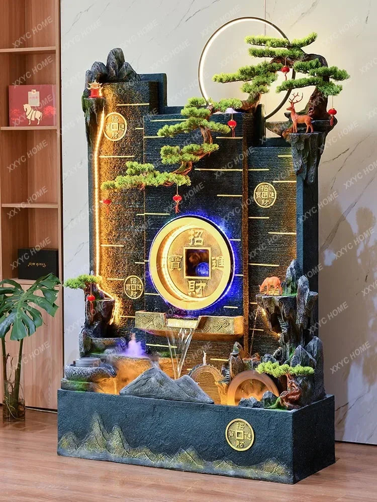 Floor Flowing Water Ornaments Water Curtain Wall Villa Hotel Hall Office Entrance Partition Decoration Courtyard Waterscape