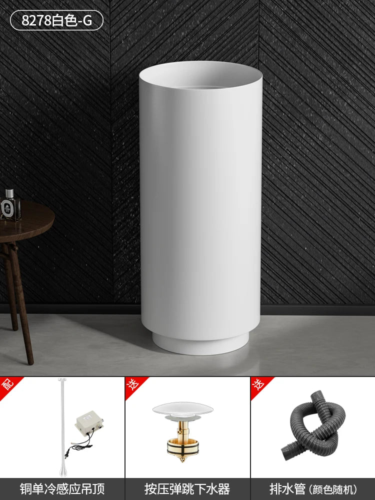 Floor-standing round basin golden anti-kick column basin B&B hotel toilet wash basin
