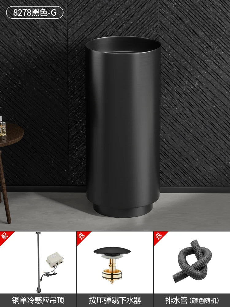 Floor-standing round basin golden anti-kick column basin B&B hotel toilet wash basin