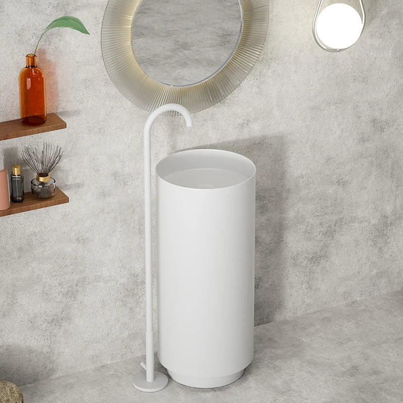 Floor-standing round basin golden anti-kick column basin B&B hotel toilet wash basin