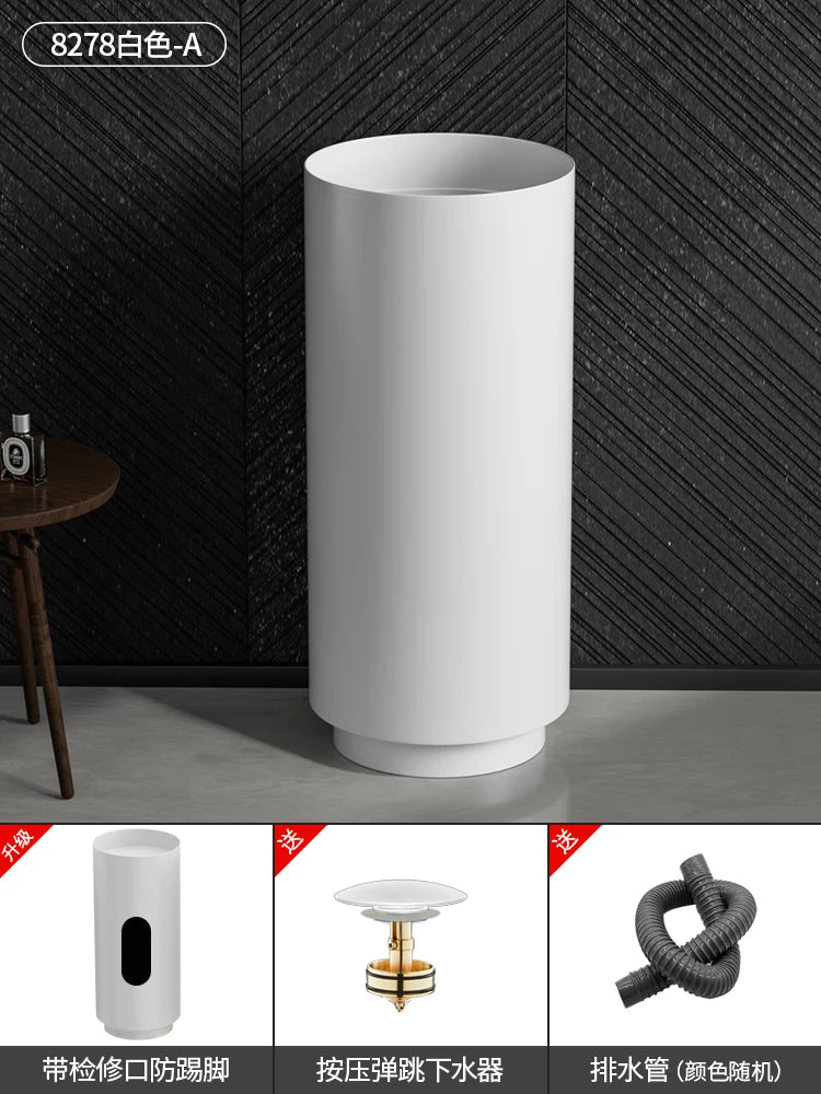 Floor-standing round basin golden anti-kick column basin B&B hotel toilet wash basin