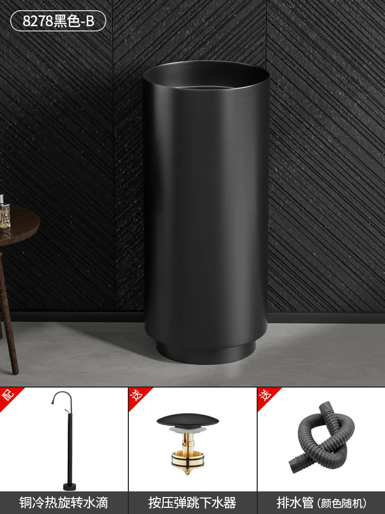 Floor-standing round basin golden anti-kick column basin B&B hotel toilet wash basin