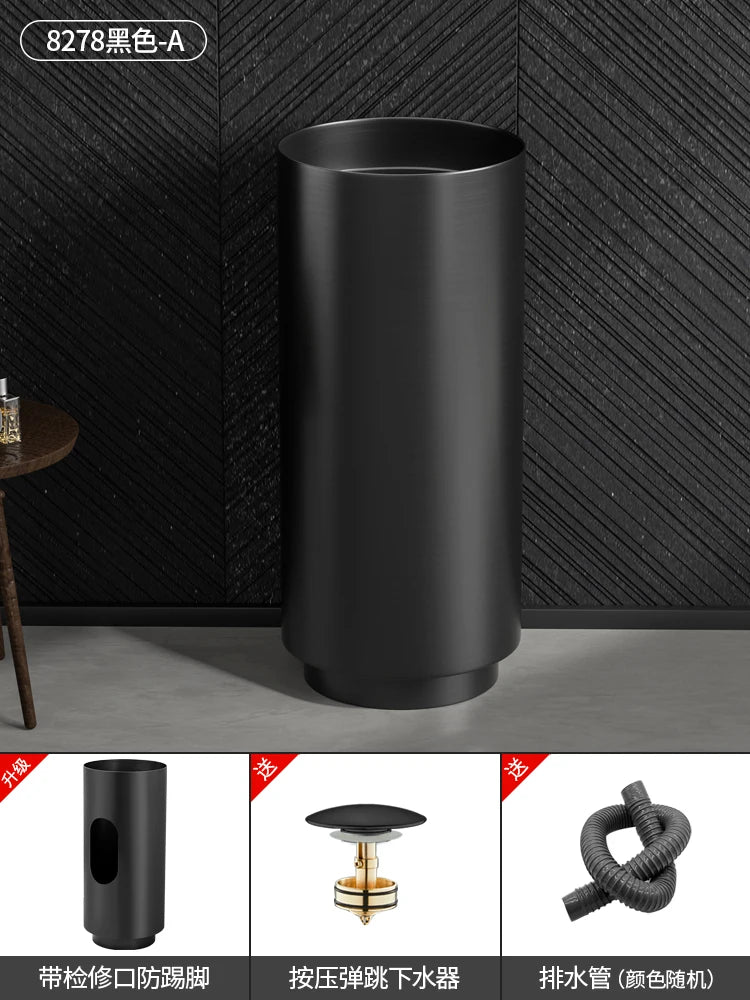 Floor-standing round basin golden anti-kick column basin B&B hotel toilet wash basin