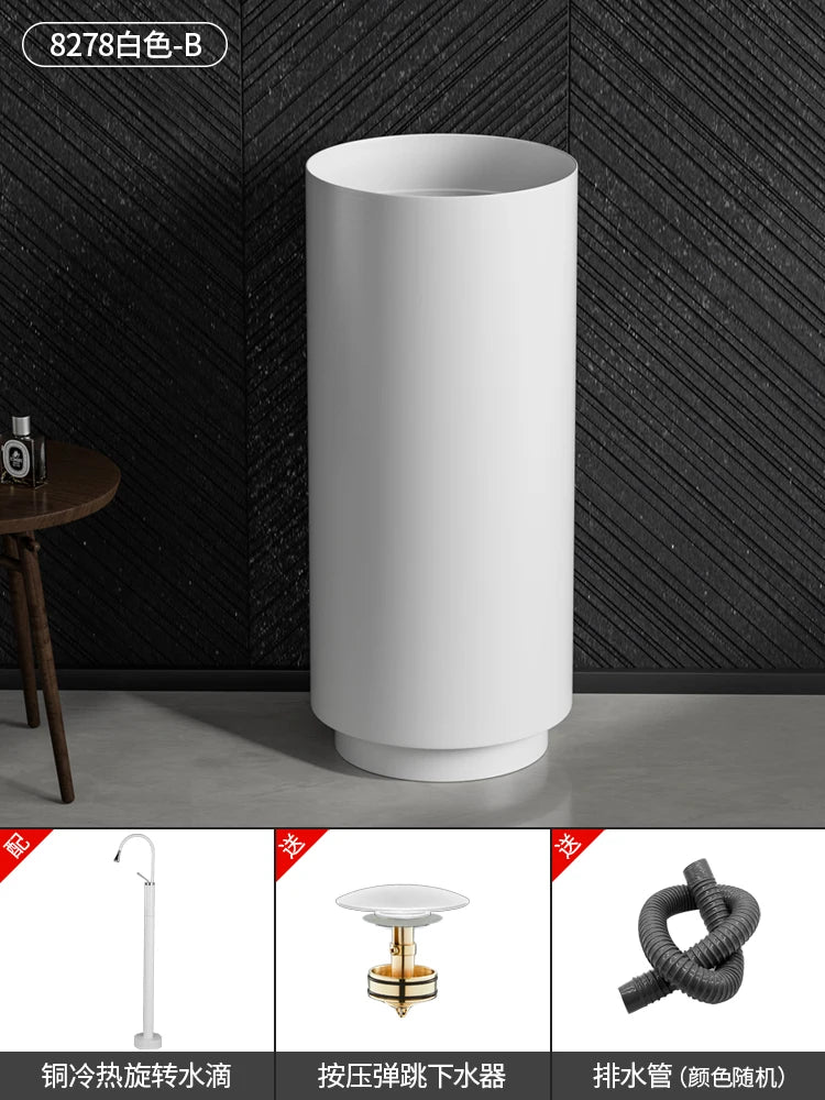 Floor-standing round basin golden anti-kick column basin B&B hotel toilet wash basin